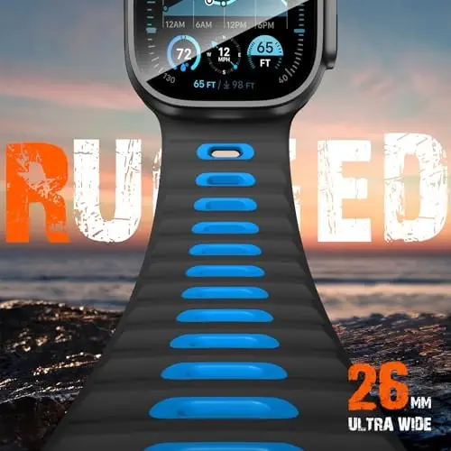 Wepro Sport Bands Apple Watch Ultra 2/Ultra Band 49mm 46mm 45mm 44mm 42mm erkaklar uchun mos, suv o'tkazmaydigan yumshoq silikon mustahkam Ocean nafas oladigan tasmalar iWatch Series 10 9 8 7 6 5 4 3 2 1 SE uchun - 2
