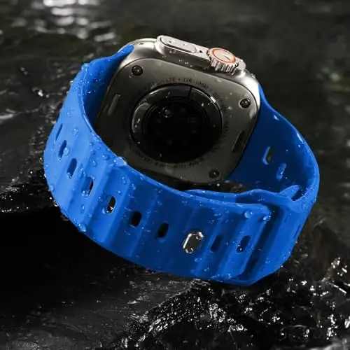 Wepro Sport Bands Apple Watch Ultra 2/Ultra Band 49mm 46mm 45mm 44mm 42mm erkaklar uchun mos, suv o'tkazmaydigan yumshoq silikon mustahkam Ocean nafas oladigan tasmalar iWatch Series 10 9 8 7 6 5 4 3 2 1 SE uchun - 3
