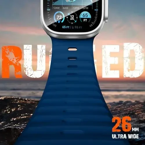 Wepro Sport Bands Apple Watch Ultra 2/Ultra Band 49mm 46mm 45mm 44mm 42mm erkaklar uchun mos, suv o'tkazmaydigan yumshoq silikon mustahkam okean nafas oladigan iWatch Series 10 9 8 7 6 5 4 3 2 1 SE uchun tasma - 3