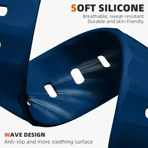 Wepro Sport Bands Apple Watch Ultra 2/Ultra Band 49mm 46mm 45mm 44mm 42mm erkaklar uchun mos, suv o'tkazmaydigan yumshoq silikon mustahkam okean nafas oladigan iWatch Series 10 9 8 7 6 5 4 3 2 1 SE uchun tasma - 4