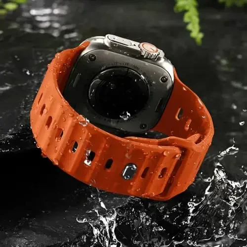 Wepro Sport Bands Apple Watch Ultra 2/Ultra Band 49mm 46mm 45mm 44mm 42mm erkaklar uchun mos, suv o'tkazmaydigan yumshoq silikon mustahkam okean nafas oladigan iWatch Series 10 9 8 7 6 5 4 3 2 1 SE uchun tasma - 3