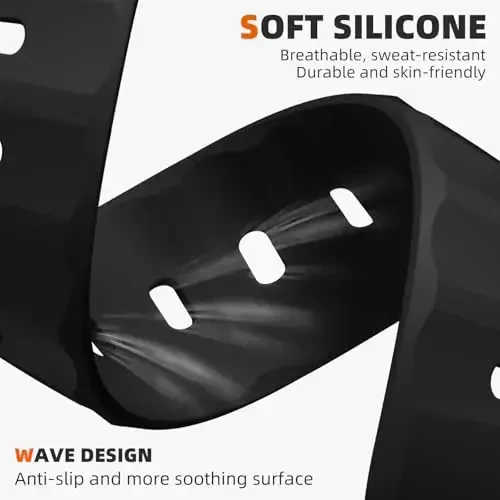 Wepro Sport Bands Apple Watch Ultra 2/Ultra Band 49mm 46mm 45mm 44mm 42mm erkaklar uchun mos, suv o'tkazmaydigan yumshoq silikon mustahkam okean nafas oladigan tasma iWatch Series 10 9 8 7 6 5 4 3 2 1 SE uchun - 3