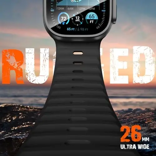 Wepro Sport Bands Apple Watch Ultra 2/Ultra Band 49mm 46mm 45mm 44mm 42mm erkaklar uchun mos, suv o'tkazmaydigan yumshoq silikon mustahkam okean nafas oladigan tasma iWatch Series 10 9 8 7 6 5 4 3 2 1 SE uchun - 2