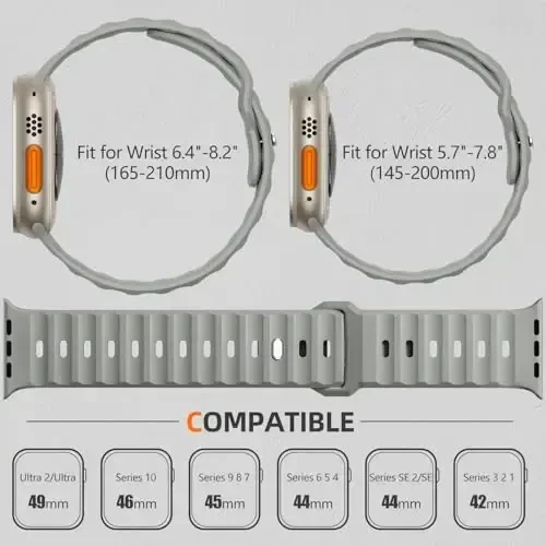 Wepro Sport Bands Apple Watch Ultra 2/Ultra Band 49mm 46mm 45mm 44mm 42mm erkaklar uchun mos, suv o'tkazmaydigan yumshoq silikon mustahkam okean nafas oladigan tasma iWatch Series 10 9 8 7 6 5 4 3 2 1 SE uchun - 6