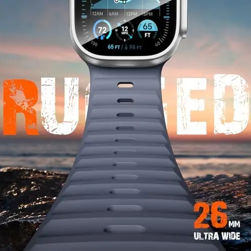 Wepro Sport Bands Apple Watch Ultra 2/Ultra Band 49mm 46mm 45mm 44mm 42mm erkaklar uchun mos, suv o'tkazmaydigan yumshoq silikon Rugged Ocean Breathable Strap iWatch Series 10 9 8 7 6 5 4 3 2 1 SE uchun - 2