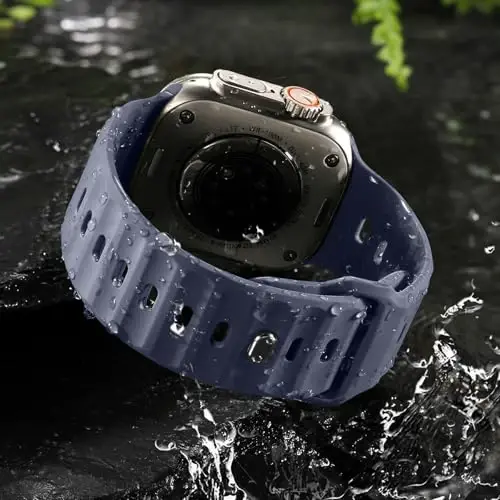Wepro Sport Bands Apple Watch Ultra 2/Ultra Band 49mm 46mm 45mm 44mm 42mm erkaklar uchun mos, suv o'tkazmaydigan yumshoq silikon Rugged Ocean Breathable Strap iWatch Series 10 9 8 7 6 5 4 3 2 1 SE uchun - 3