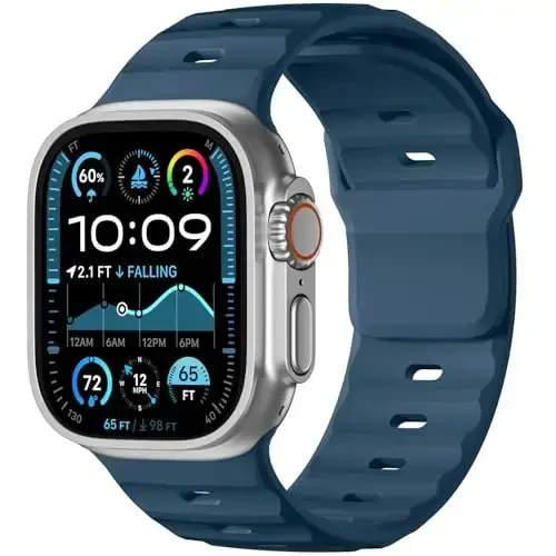 Wepro Sport Bands Apple Watch Ultra 2/Ultra Band 49mm 46mm 45mm 44mm 42mm erkaklar uchun mos, suv o'tkazmaydigan yumshoq silikon Rugged Ocean nafas oladigan iWatch Series 10 9 8 7 6 5 4 3 2 1 SE uchun tasmalar 