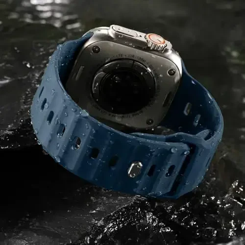 Wepro Sport Bands Apple Watch Ultra 2/Ultra Band 49mm 46mm 45mm 44mm 42mm erkaklar uchun mos, suv o'tkazmaydigan yumshoq silikon Rugged Ocean nafas oladigan iWatch Series 10 9 8 7 6 5 4 3 2 1 SE uchun tasmalar - 3