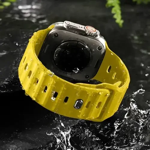 Wepro Sport Bands Apple Watch Ultra 2/Ultra Band 49mm 46mm 45mm 44mm 42mm erkaklar uchun mos, suv o'tkazmaydigan yumshoq silikon Rugged Ocean nafas oladigan tasmalar iWatch Series 10 9 8 7 6 5 4 3 2 1 SE - 3