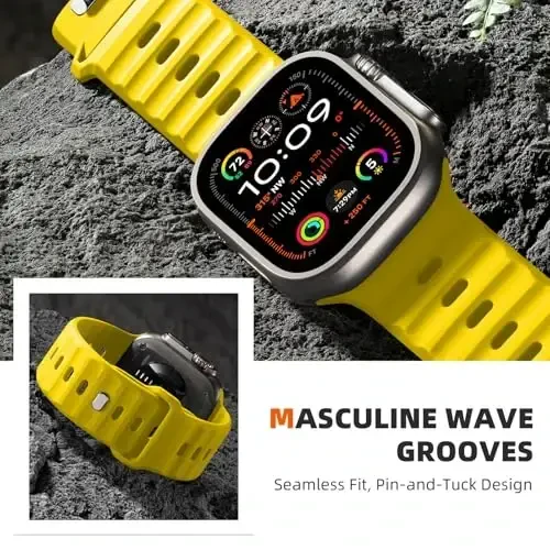 Wepro Sport Bands Apple Watch Ultra 2/Ultra Band 49mm 46mm 45mm 44mm 42mm erkaklar uchun mos, suv o'tkazmaydigan yumshoq silikon Rugged Ocean nafas oladigan tasmalar iWatch Series 10 9 8 7 6 5 4 3 2 1 SE - 5