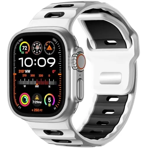Wepro Sport Bands Compatible with Apple Watch Ultra 2/Ultra Band 49mm 46mm 45mm 44mm 42mm for Men, Waterproof Soft Silicone Rugged Ocean Breathable Strap for iWatch Series 10 9 8 7 6 5 4 3 2 1 SE 
