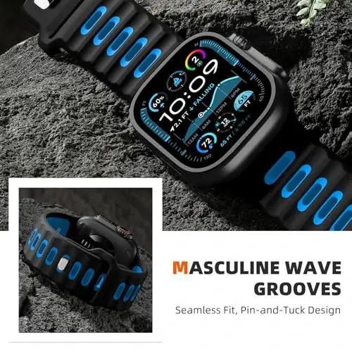 Wepro Sport Bands Compatible with Apple Watch Ultra 2/Ultra Band 49mm 46mm 45mm 44mm 42mm for Men, Waterproof Soft Silicone Rugged Ocean Breathable Strap for iWatch Series 10 9 8 7 6 5 4 3 2 1 SE - 4