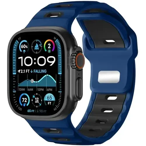 Wepro Sport Bands Compatible with Apple Watch Ultra 2/Ultra Band 49mm 46mm 45mm 44mm 42mm for Men, Waterproof Soft Silicone Rugged Ocean Breathable Strap for iWatch Series 10 9 8 7 6 5 4 3 2 1 SE 