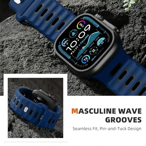 Wepro Sport Bands Compatible with Apple Watch Ultra 2/Ultra Band 49mm 46mm 45mm 44mm 42mm for Men, Waterproof Soft Silicone Rugged Ocean Breathable Strap for iWatch Series 10 9 8 7 6 5 4 3 2 1 SE - 4