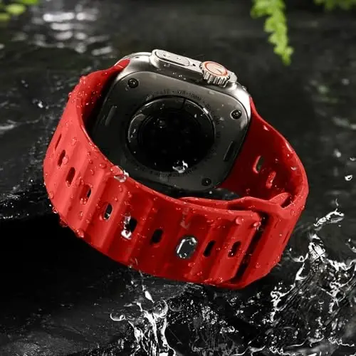 Wepro Sport Bands Compatible with Apple Watch Ultra 2/Ultra Band 49mm 46mm 45mm 44mm 42mm for Men, Waterproof Soft Silicone Rugged Ocean Breathable Strap for iWatch Series 10 9 8 7 6 5 4 3 2 1 SE - 3