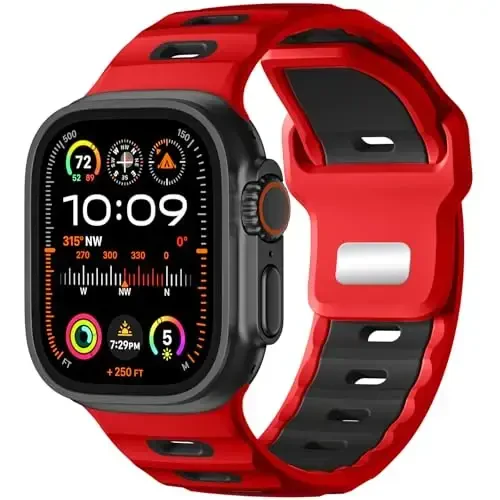 Wepro Sport Bands Compatible with Apple Watch Ultra 2/Ultra Band 49mm 46mm 45mm 44mm 42mm for Men, Waterproof Soft Silicone Rugged Ocean Breathable Strap for iWatch Series 10 9 8 7 6 5 4 3 2 1 SE - Modazone