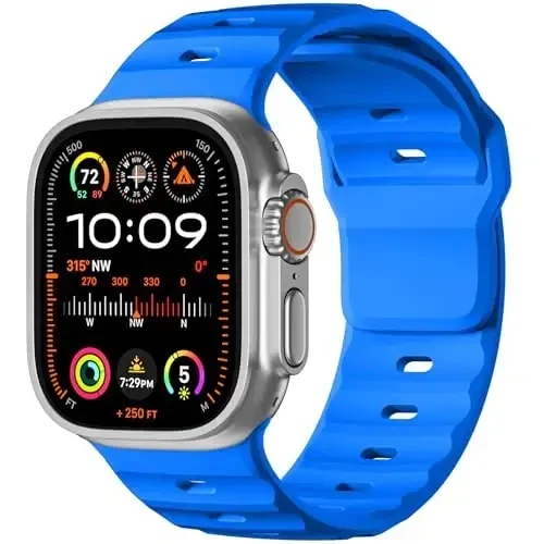 Wepro Sport Bands Compatible with Apple Watch Ultra 2/Ultra Band 49mm 46mm 45mm 44mm 42mm for Men, Waterproof Soft Silicone Rugged Ocean Breathable Strap for iWatch Series 10 9 8 7 6 5 4 3 2 1 SE 
