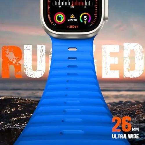 Wepro Sport Bands Compatible with Apple Watch Ultra 2/Ultra Band 49mm 46mm 45mm 44mm 42mm for Men, Waterproof Soft Silicone Rugged Ocean Breathable Strap for iWatch Series 10 9 8 7 6 5 4 3 2 1 SE - WEPRO (1)