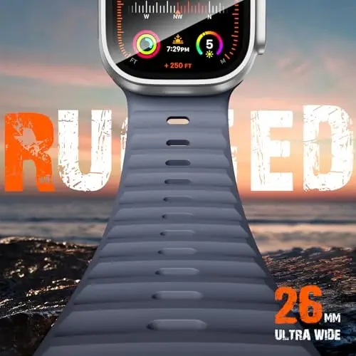 Wepro Sport Bands Compatible with Apple Watch Ultra 2/Ultra Band 49mm 46mm 45mm 44mm 42mm for Men, Waterproof Soft Silicone Rugged Ocean Breathable Strap for iWatch Series 10 9 8 7 6 5 4 3 2 1 SE - 3