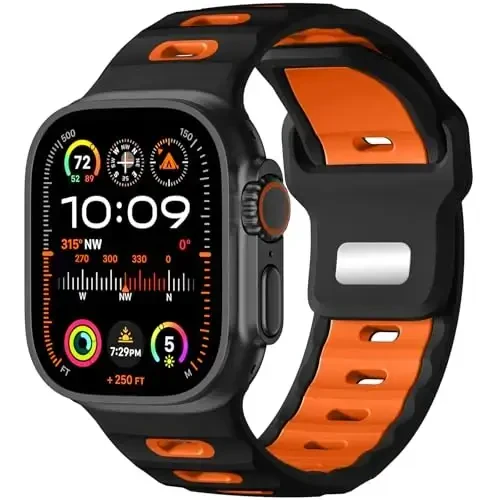 Wepro Sport Bands Compatible with Apple Watch Ultra 2/Ultra Band 49mm 46mm 45mm 44mm 42mm for Men, Waterproof Soft Silicone Rugged Ocean Breathable Strap for iWatch Series 10 9 8 7 6 5 4 3 2 1 SE 