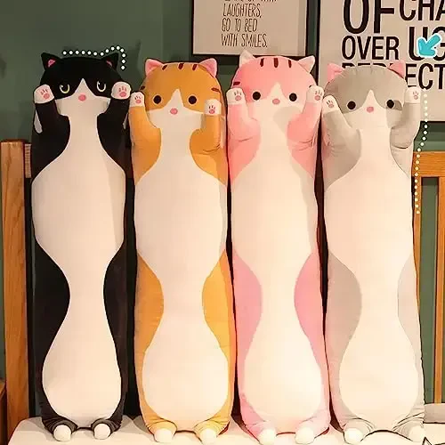 Werdast Orange Cat Long Plush Pillow Kitty Stuffed Animals Soft Sleeping Throw Pillow Doll Toy (Orange,18inches) - 5