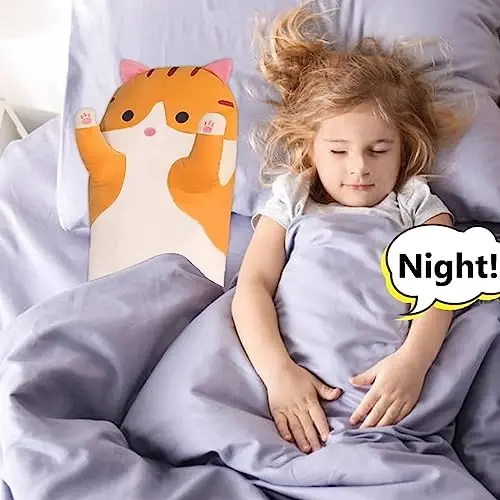 Werdast Orange Cat Long Plush Pillow Kitty Yumshoq o'yinchoqlar Yumshoq uxlash uchun yostiq o'yinchoq qo'g'irchoq (Orange, 35 dyuym) - 3