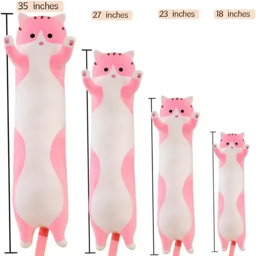 Werdast Pink Cat Long Plush Pillow Kitty Stuffed Animals Soft Sleeping Throw Pillow Doll Toy (Pink,18inches) - WERDAST (1)