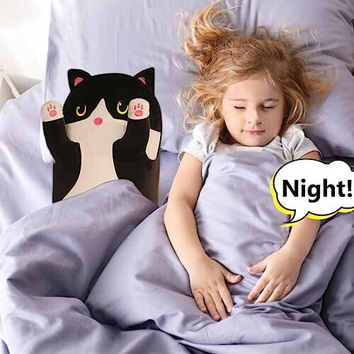 Werdast Black Cat Long Plush Pillow Kitty Stuffed Animals Soft Sleeping Throw Pillow Doll Toy Gift(Black,18inches) - 5