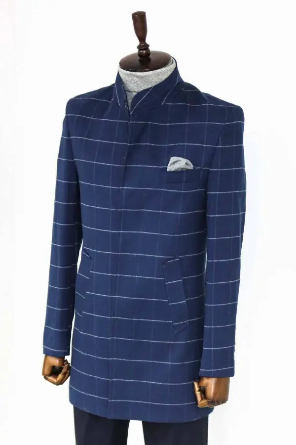 Wessi Brand, Checkered Blue Men's Coat - 4