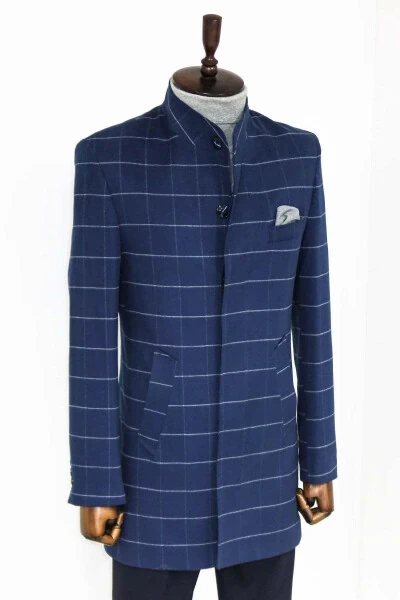 Wessi Brand, Checkered Blue Men's Coat - 5