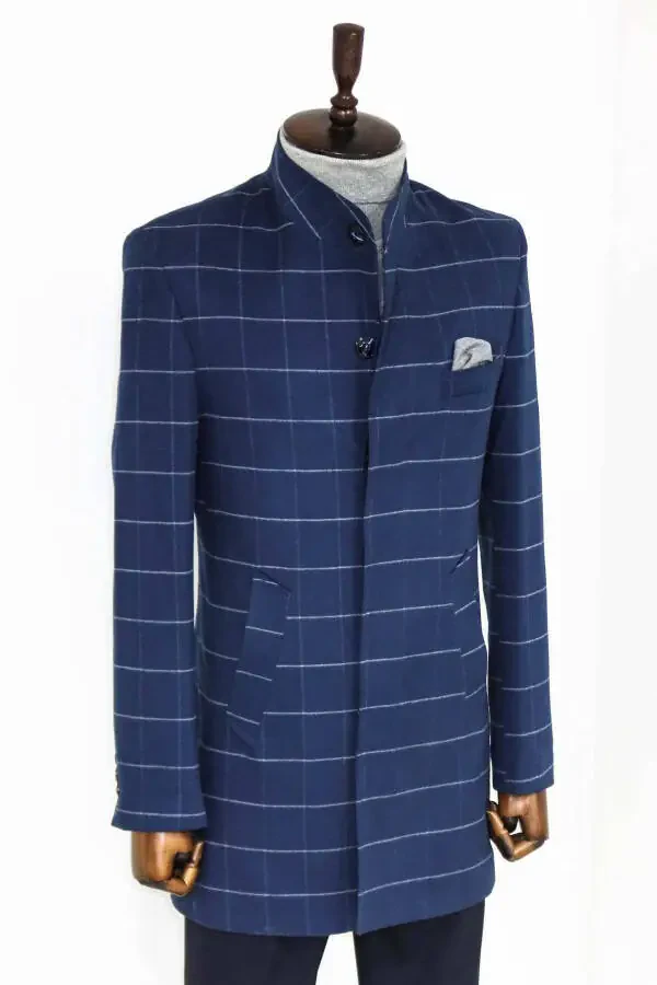 Wessi Brand, Checkered Blue Men's Coat - 5