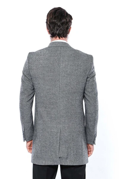 Wessi brand, gray, pointed collar, knee-length men's coat. - 4