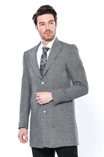 Wessi brand, gray, pointed collar, knee-length men's coat. - 5