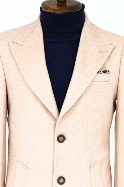 Wessi brand light pink wide collar wool men's coat. - 2