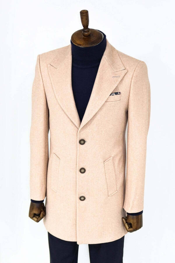 Wessi brand light pink wide collar wool men's coat. - 3