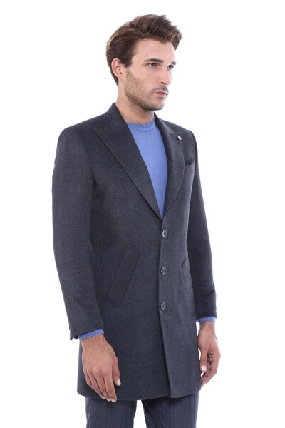Wessi Men's Overcoat with Wide Collar - Charcoal - WESSI (1)