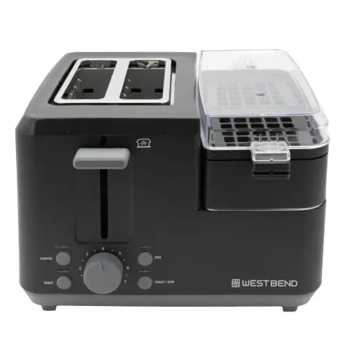 West Bend Multifunctional Breakfast Station, 2-Slice Toaster with Egg Cooker and Meat Warmer, in Black (78500) - 15