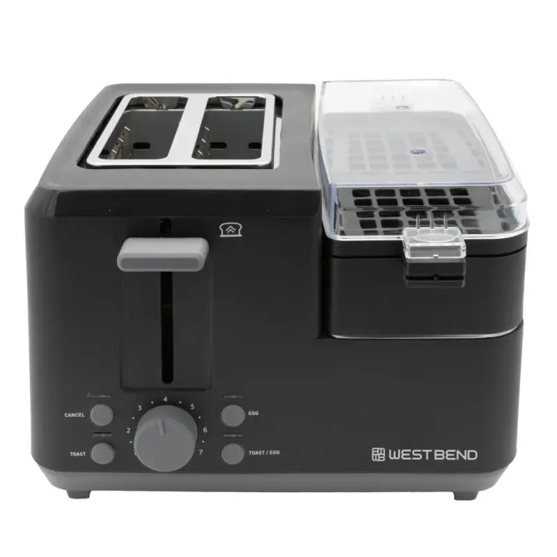 West Bend Multifunctional Breakfast Station, 2-Slice Toaster with Egg Cooker and Meat Warmer, in Black (78500) - 15