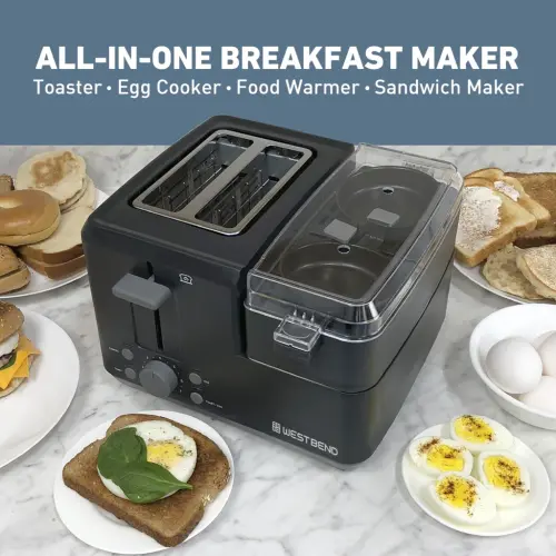West Bend 2-Slice Breakfast Station Egg & Muffin Toaster, 78500 - 5