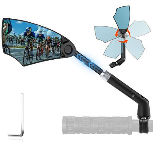 WEST BIKING Anti-Glare Handlebar Bike Mirror - Bike Rear View Mirror With Retractable & 360 ° Adjustable Lens, Foldable Bicycle Mirror For 20-23mm Handlebar (Left) - 1