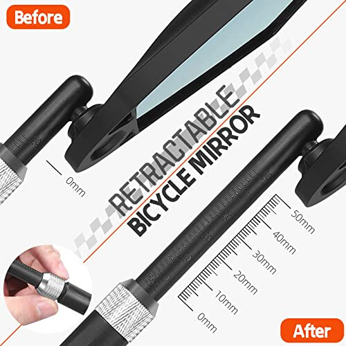 WEST BIKING Anti-Glare Handlebar Bike Mirror - Bike Rear View Mirror With Retractable & 360 ° Adjustable Lens, Foldable Bicycle Mirror For 20-23mm Handlebar (Left) - 6