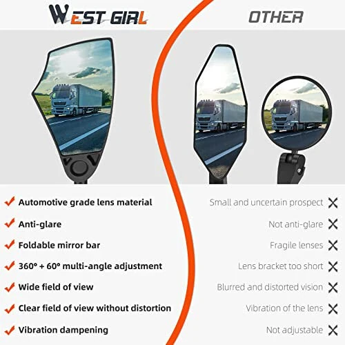 WEST BIKING Anti-Glare Handlebar Bike Mirror - Bike Rear View Mirror With Retractable & 360 ° Adjustable Lens, Foldable Bicycle Mirror For 20-23mm Handlebar (Left) - 6