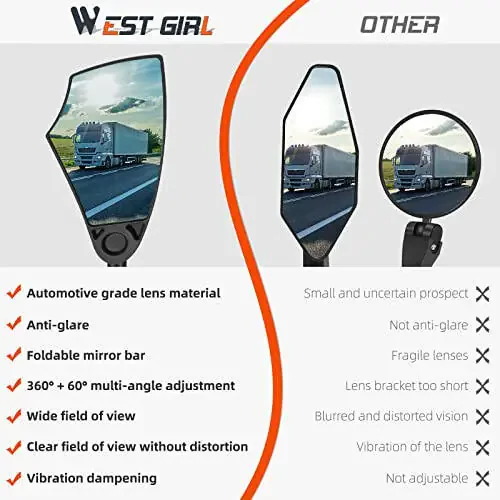 WEST BIKING Anti-Glare Handlebar Bike Mirror - Bike Rear View Mirror With Retractable & 360 ° Adjustable Lens, Foldable Bicycle Mirror For 20-23mm Handlebar (Left) - 6