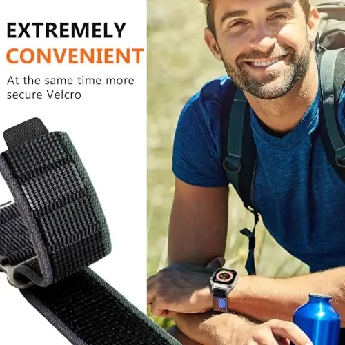 WestEagle 2 PackTrail Loop Nylon Band Compatible Apple Watch Ultra/2 Band 49mm 46mm 45mm 44mm 42mm, Rugged Soft Braided Elastic Sport Strap for iWatch Series 10 9 8 7 6 5 4 3 2 1 Ultra/2 Men USA Flag - 11