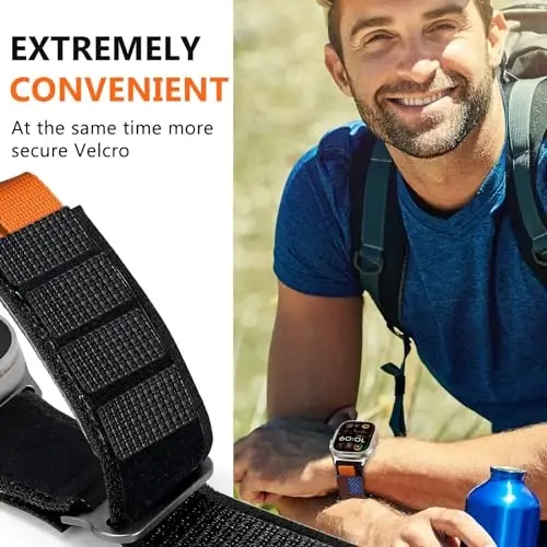 WestEagle 2 PackTrail Loop Nylon Band Compatible Apple Watch Ultra/2 Band 49mm 46mm 45mm 44mm 42mm, Rugged Soft Braided Elastic Sport Strap for iWatch Series 10 9 8 7 6 5 4 3 2 1 Ultra/2 Men USA Flag - 4