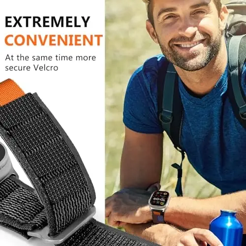 WestEagle 2 PackTrail Loop Nylon Band Compatible Apple Watch Ultra/2 Band 49mm 46mm 45mm 44mm 42mm, Rugged Soft Braided Elastic Sport Strap for iWatch Series 10 9 8 7 6 5 4 3 2 1 Ultra/2 Men USA Flag - 4