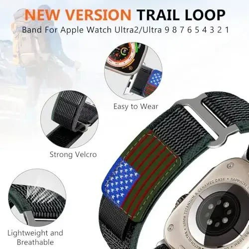 WestEagle 2 Pack Trail Loop Nylon Band Compatible Apple Watch Band 49mm 46mm 45mm 44mm 42mm 41mm 40mm 38mm, Rugged Soft Braided Elastic Sport Strap for iWatch Series SE Ultra 11 10 9 8 7 6 5 4 3 2 1 - 5