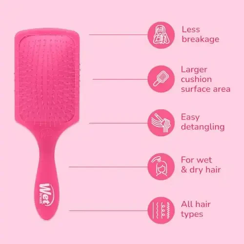 Wet Brush Paddle Detangler Hair Brush, Pink Frost - Ultra-Soft IntelliFlex Detangling Bristles with AquaVent Design - Spread Hair Treatments Evenly - Glides Through Tangles For All Hair Types - 4