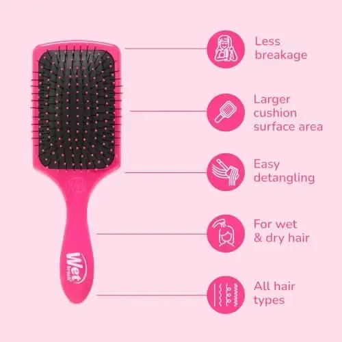 Wet Brush Paddle Detangler Hair Brush, Pink, Ultra-Soft IntelliFlex Bristles with AquaVent Design, Great For Treatment & Mask Application, Women, Men, Wet, Dry and Damaged Hair - 3