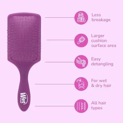 Wet Brush Paddle Detangler Hair Brush, Purple Frost - Ultra-Soft IntelliFlex Detangling Bristles with AquaVent Design - Spread Hair Treatments Evenly - Glides Through Tangles For All Hair Types - 4